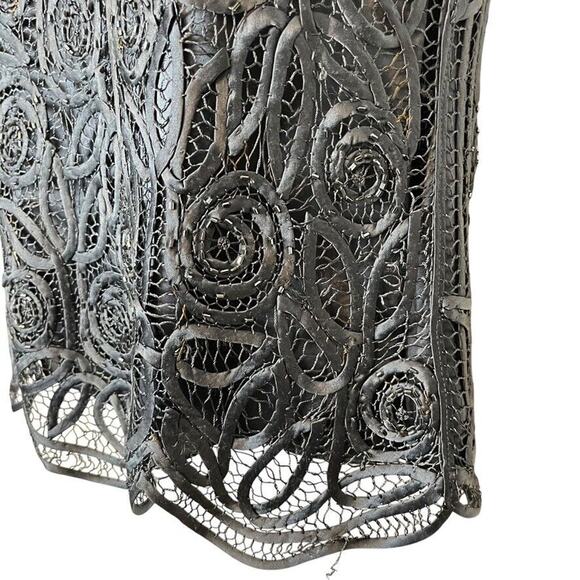 Soulmates Silk Whimsigoth Beaded Crochet Sleeveless Top Soutache Navy Satin sz S - Picture 8 of 16